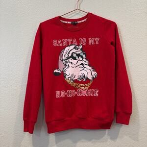 Cozy Zoe Christmas Graphic Sweatshirt Santa Is My Ho Ho Homie red
